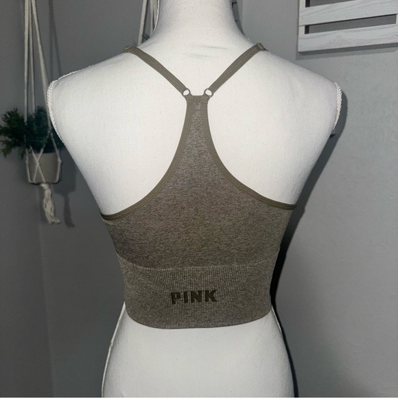 PINK Active Victoria Secret’s Seamless Crop Tank Sports Bra Green Women’s Small - Picture 4 of 8